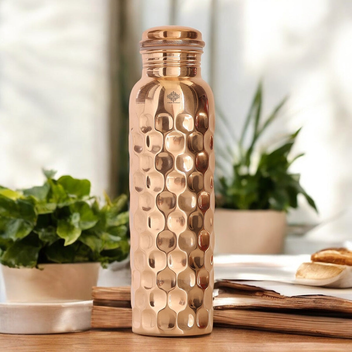 Diamond Design Copper Bottle 30oz | Indian Art Villa – IndianArtVilla