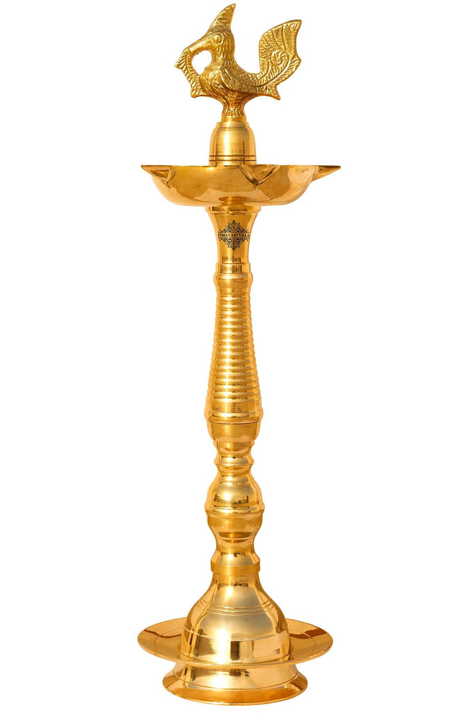 Brass Peacock Design Single Step Pooja Arti Diya