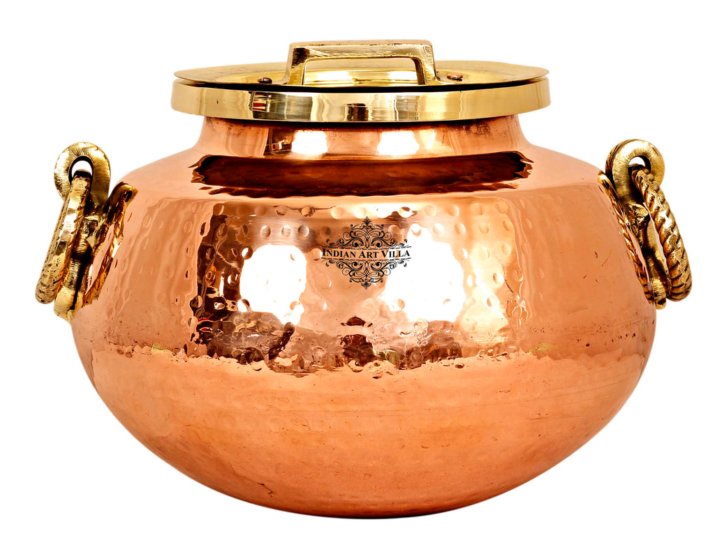 Steel Copper Hammered Design Chafing Dish with Brass Lid