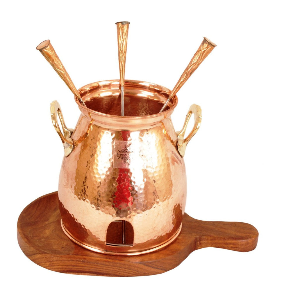 Copper Table Tandoor With Wooden Bottom