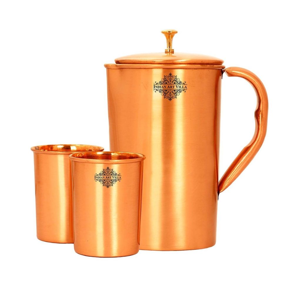 Copper Lacquer Coated Jug With Glass