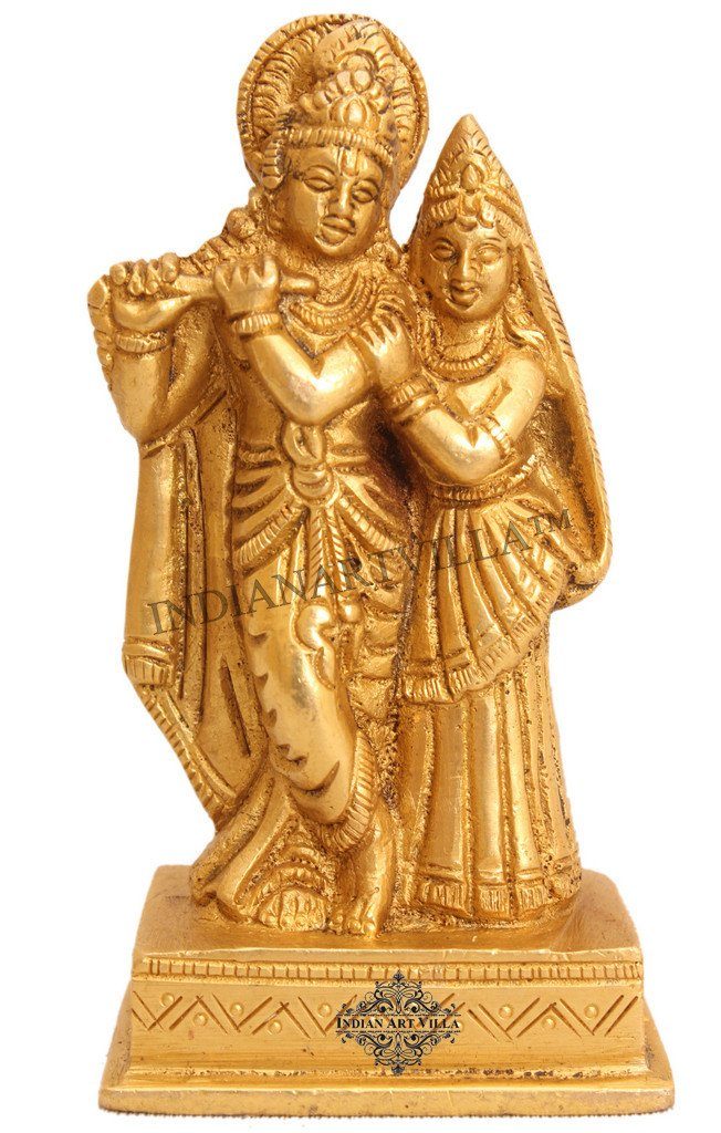 Beautiful Sculpted Brass Lord Radha Krishna Set