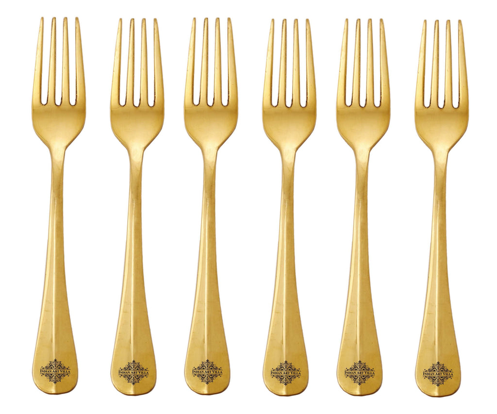 Brass Designer Fork, 7'' Inch, Set of Forks IAV-BR-1-175- 6 Pieces 