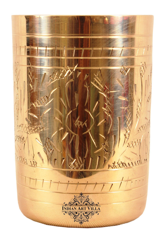 Brass Handmade Design Glass 10 Oz Brass Tumblers Indian Art Villa