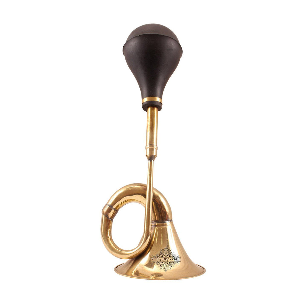 Brass Old Style Car Horn with Rubber Hand Pump|Noise Maker Decorative Gift Item Home Accent BR-3 16.4" 