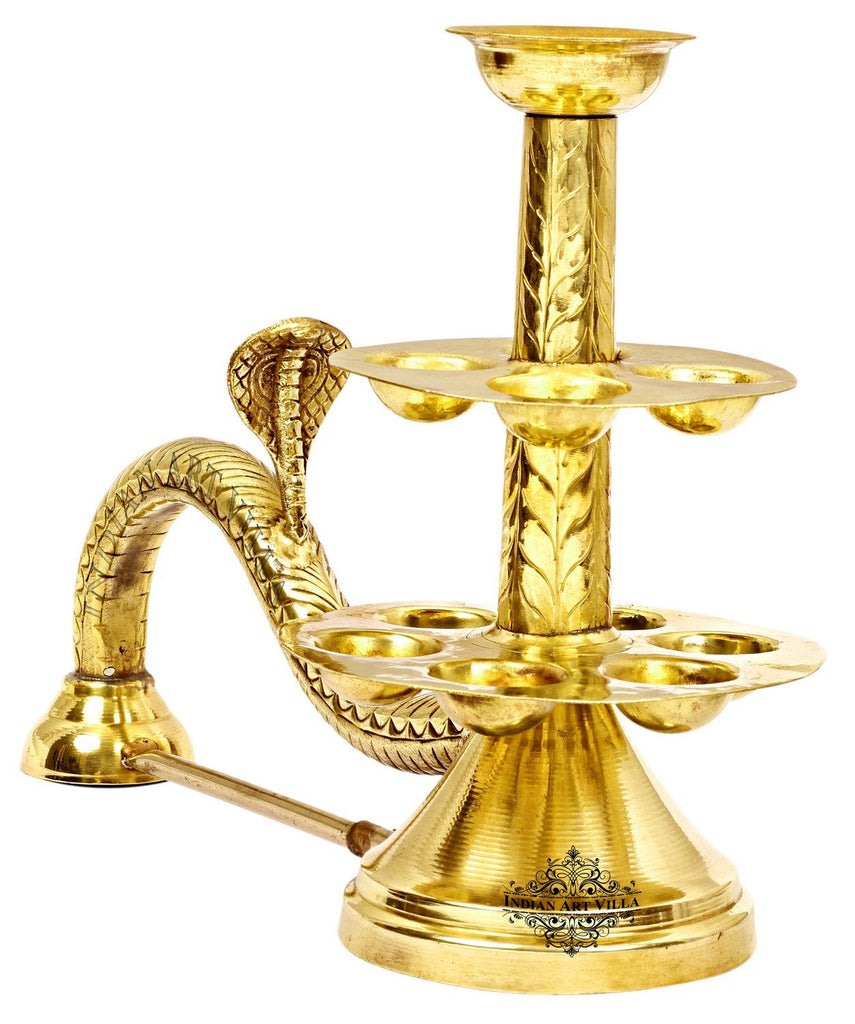 Brass Pooja Arti Diya with 11 Wicks/Batti Holder Aarti Lamp CC-1