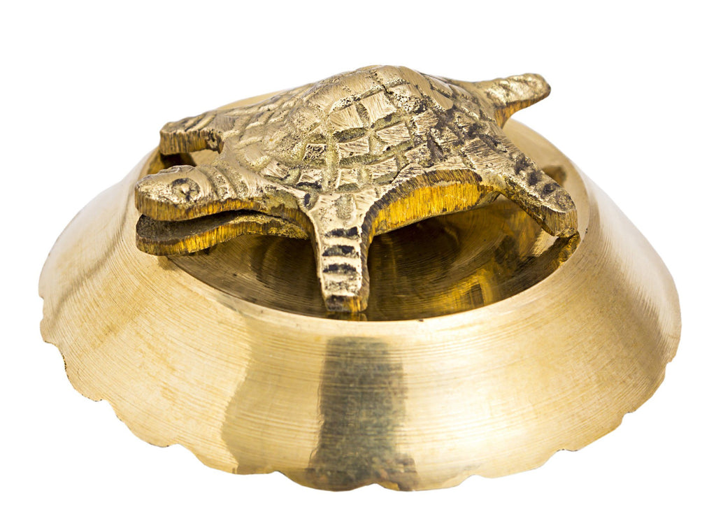 Brass Vastu Fengshui Open Mouth Tortoise with Bowl|Increase Life Vastu Items SP-3