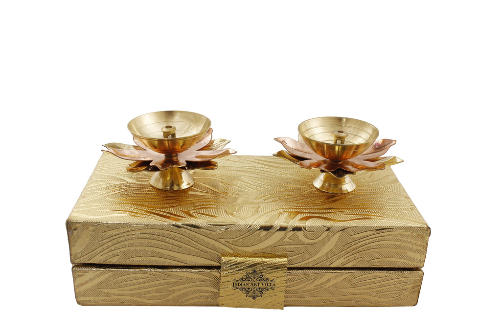 Copper & Brass Plated Diya Set of Aarti Lamp IAV-SP-3-188-