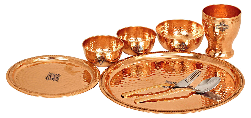 Copper Hammered Dinner Set (8 Pieces), 12'' Inch