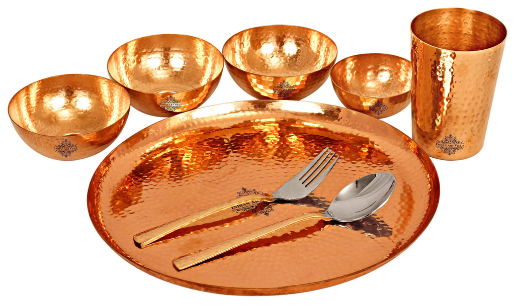 Copper Hammered Dinner Set (8 Pieces)