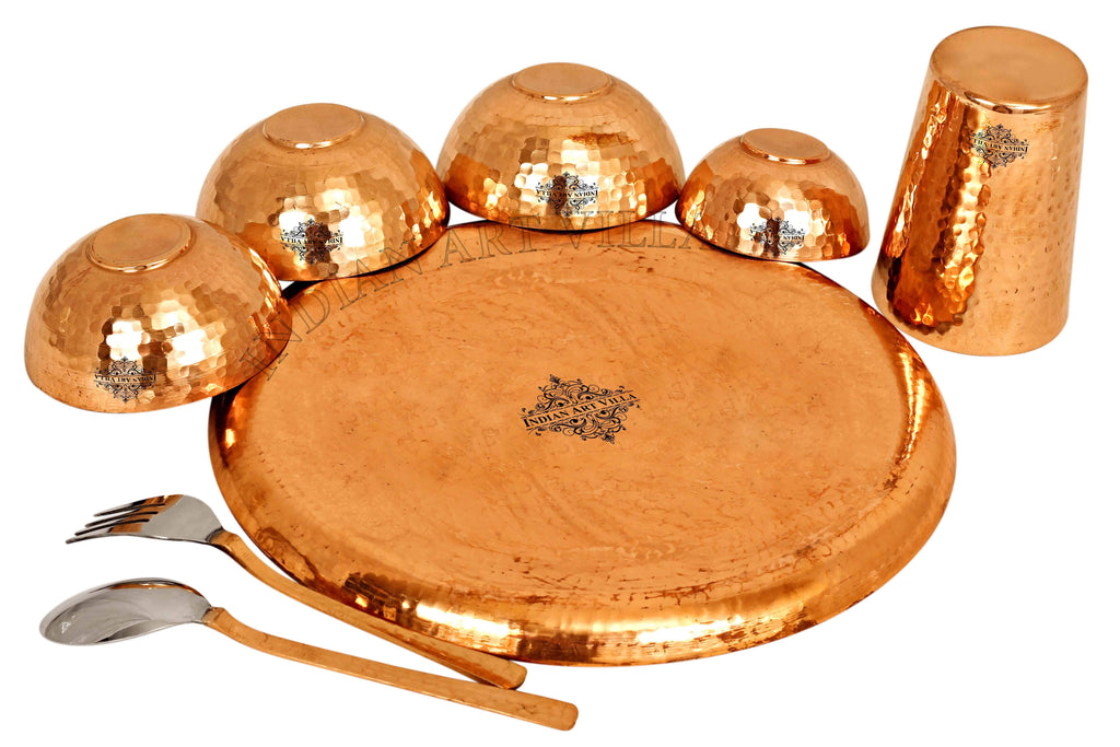 Copper Hammered Dinner Set (8 Pieces) Dinner Sets CCB-TW