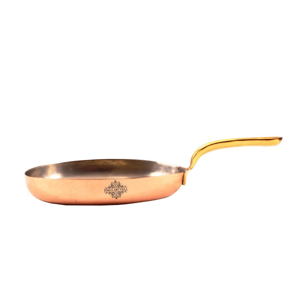 Copper Oval Pan with Inside Tin Lining|Serving Curry Vegetable 16 Oz | 20 Oz