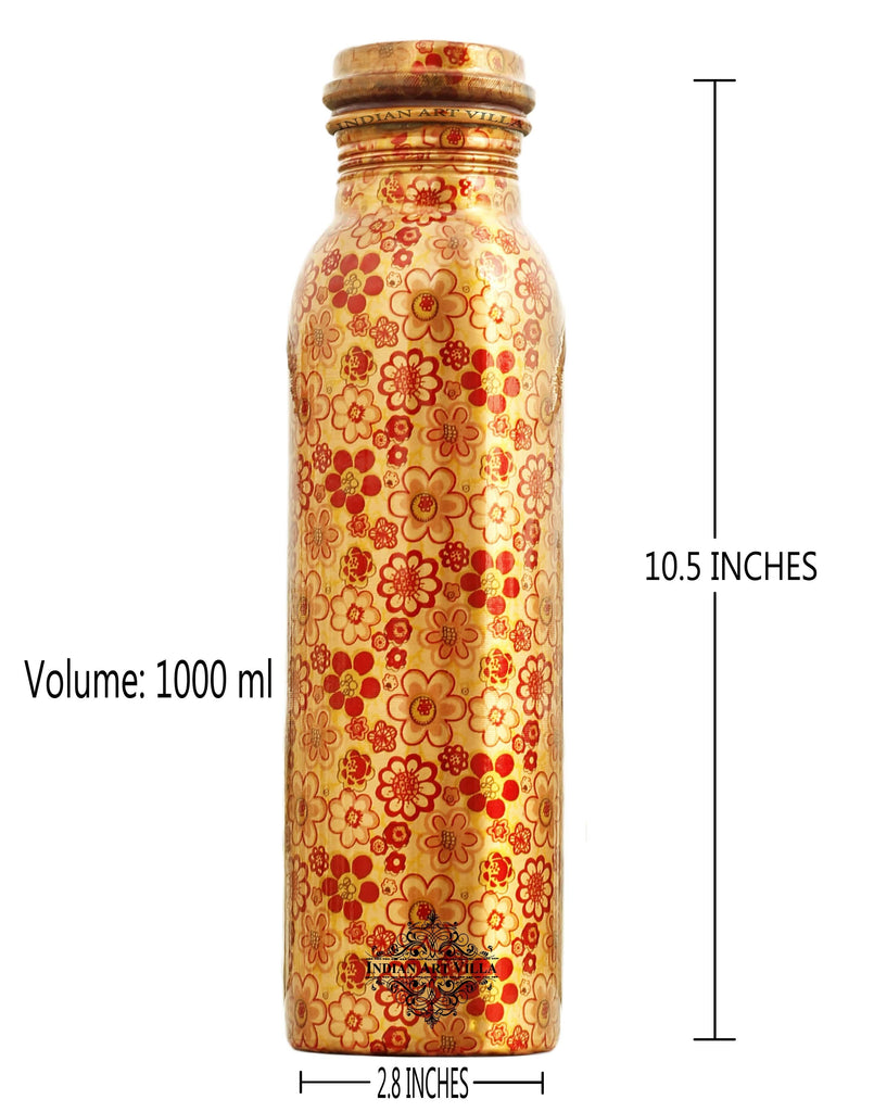 Copper Printed Flower Design Bottle, 33 Oz Bottles IAV-CC-7-141-1000 