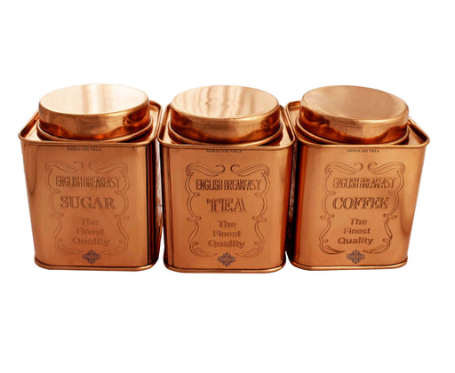 Copper Tea, Coffee & Sugar Container Set, 3 Pieces