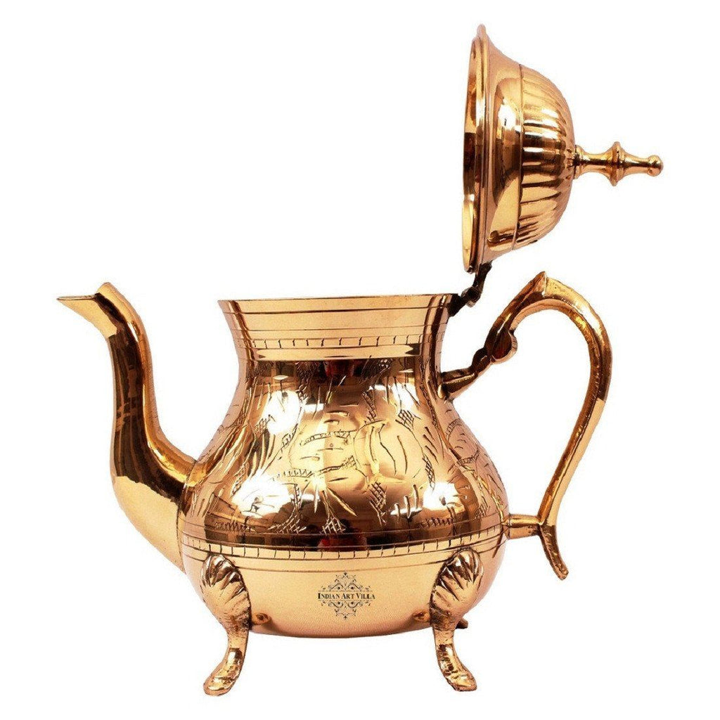 Handmade Designer Mughlai Style Tea Pot Brass Tea Pots Indian Art Villa