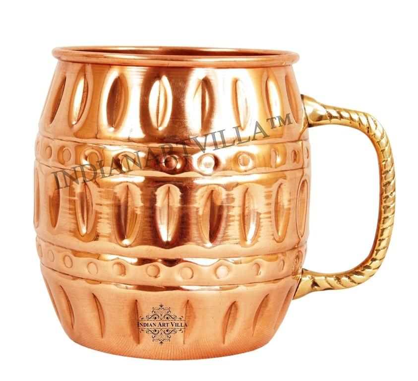 Moscow Mule Pure Copper Round Hammered Mug 18Oz Beer Mugs Indian Art Villa