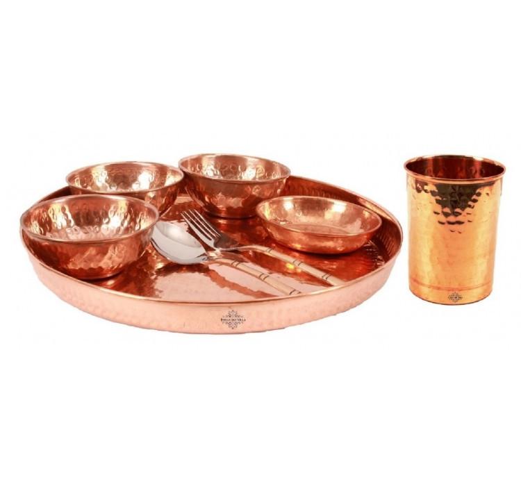 Pure Copper 8 Piece Dinner Set for Restaurant and Home Dinnerware