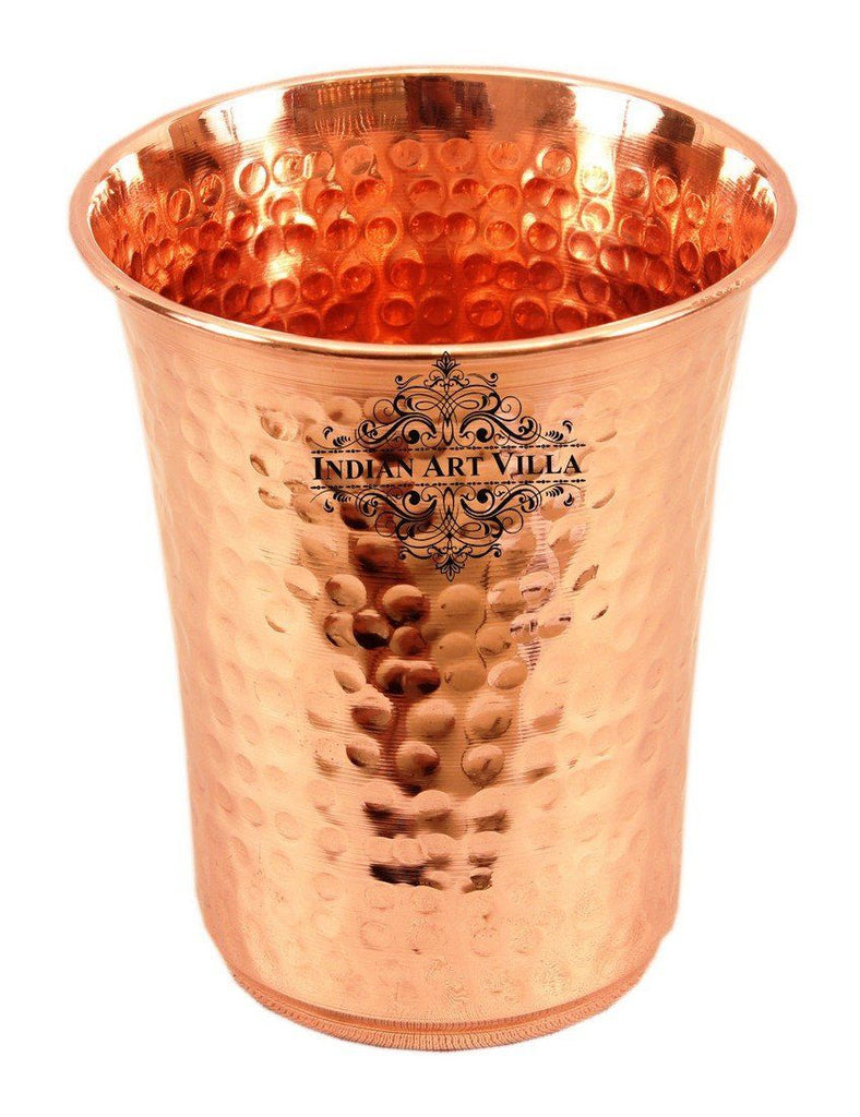 Pure Copper Hammered Curved Glass Tumbler Cup 18 Oz