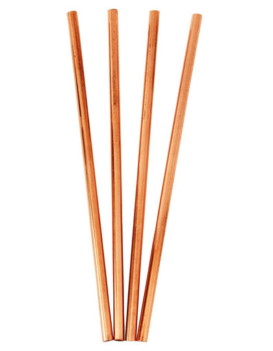 Set of 4 Copper Solid Copper Straight Drinking Straw