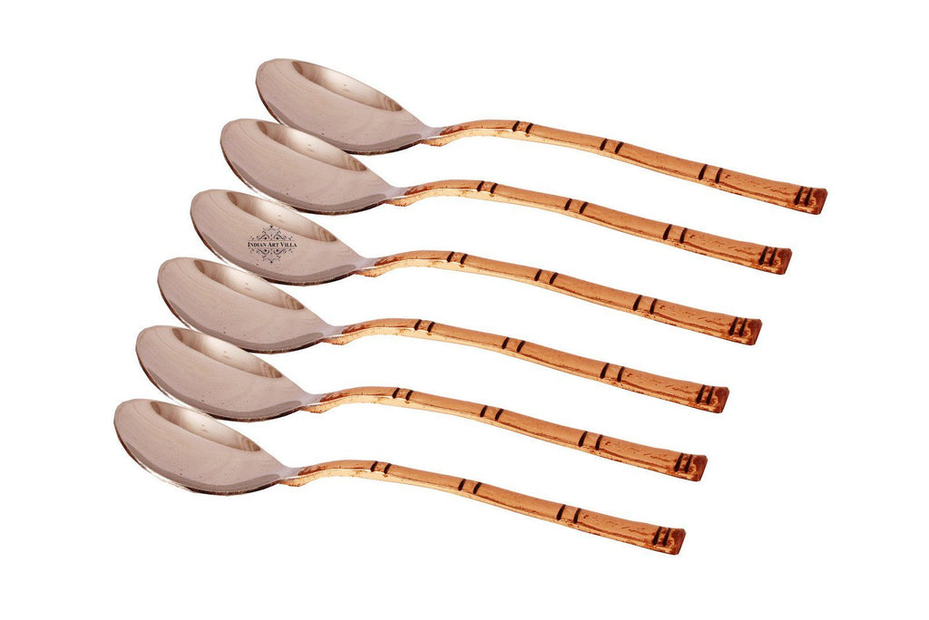 Set of 6 Steel Copper Baby Spoons