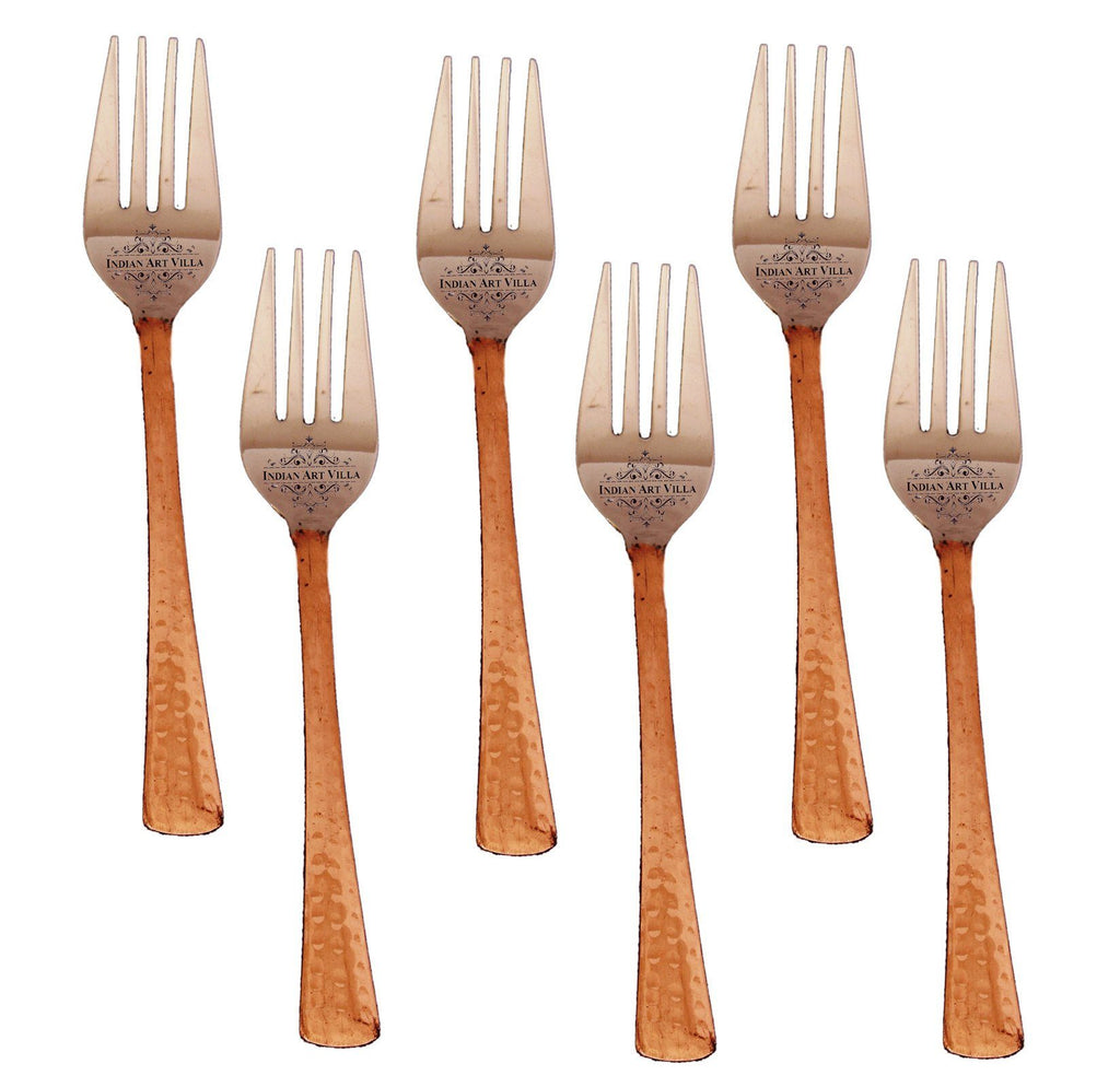 Set of 6 Steel Copper Fork | 7" Inch each
