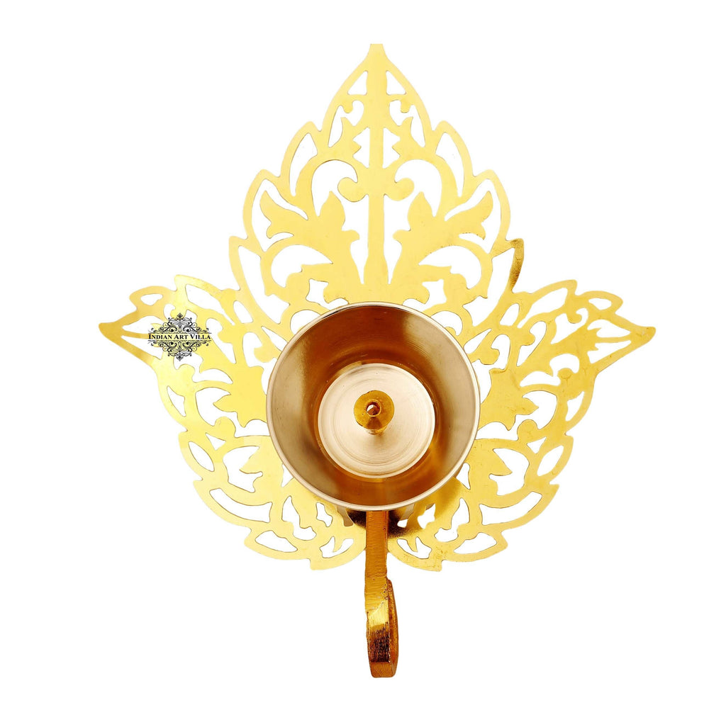 Silver & Gold Plated Leaf Design Akhand Diya Aarti Lamp IAV-SP-3-193