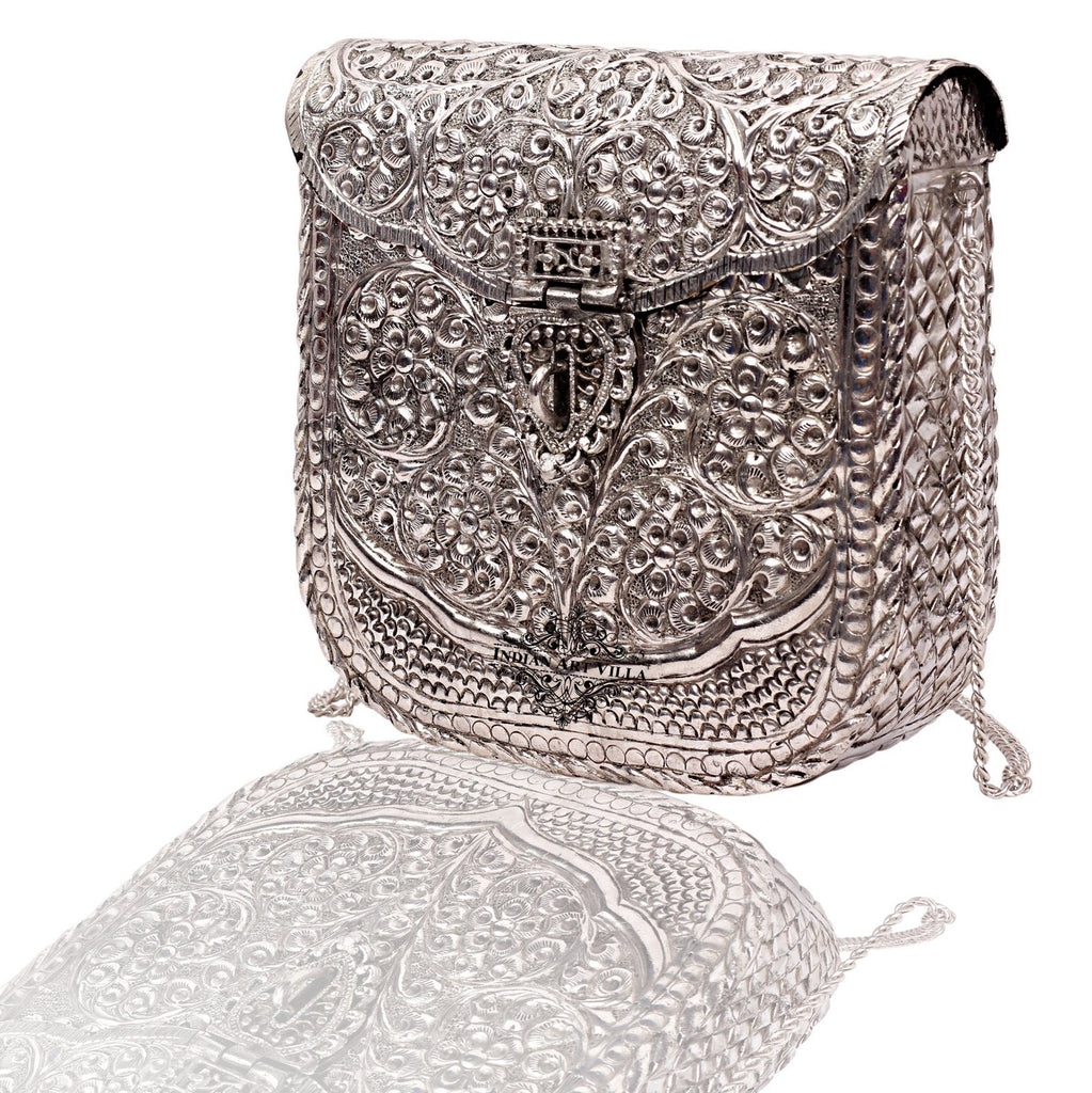 Silver Plated Designer Sling Purse Side Handbag, Women Wedding Party, Gift Item Accessories HR-6 