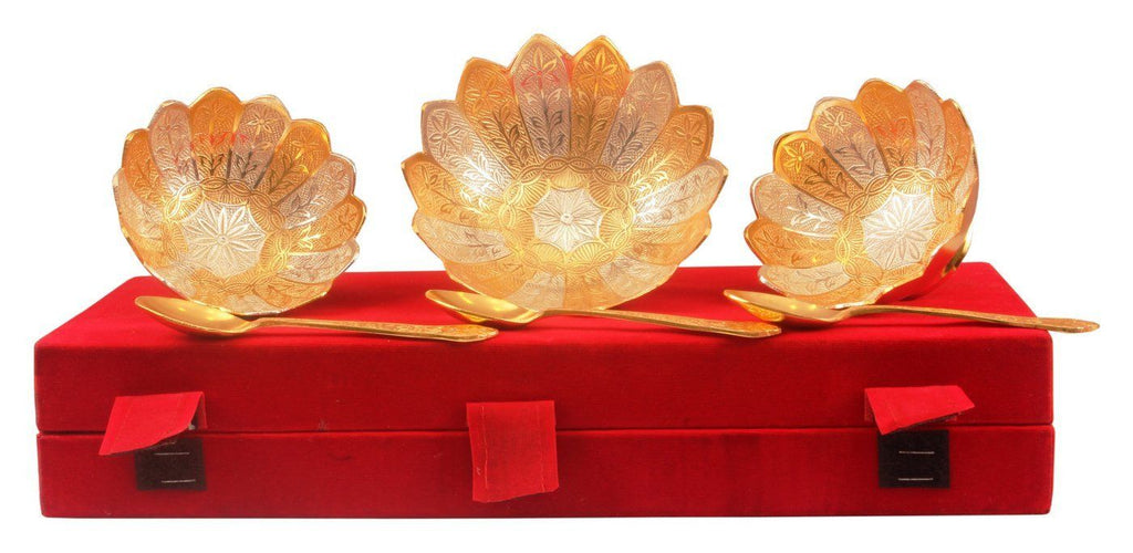 Silver Plated Gold Polish Dry Fruit Bowl Silver Plated Bowls Indian Art Villa
