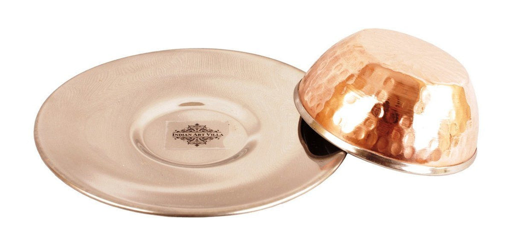 Steel Copper Arabian Bowl 10 with Underliner Soup Bowls Indian Art Villa