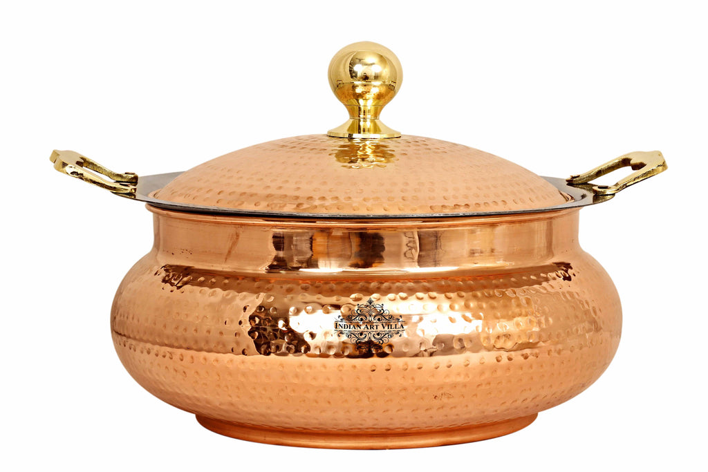 Steel Copper Hammered Chafing Dish with Brass Knob