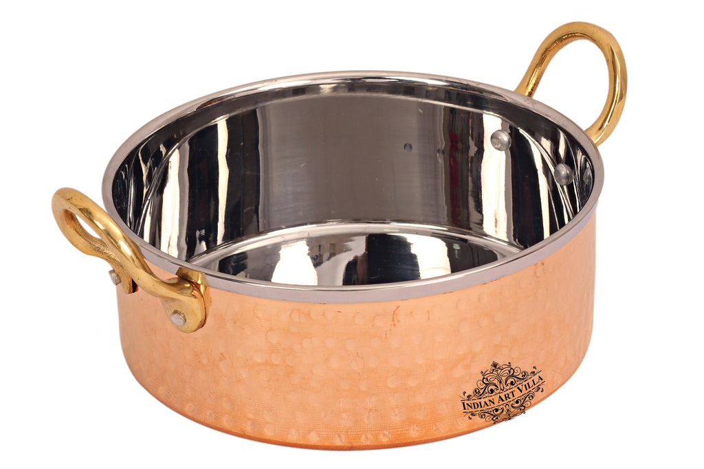 Steel Copper Handmade Designer Serving Bowl with Handle Sauce Pot CC-21