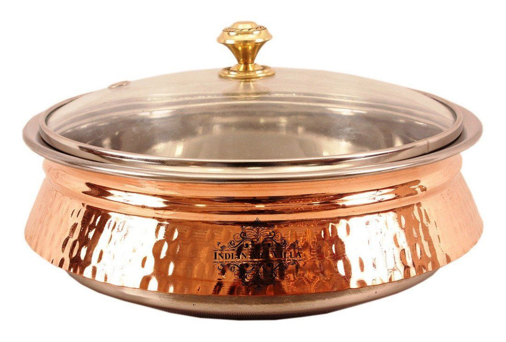 Steel Copper Induction Handi with Glass Lid