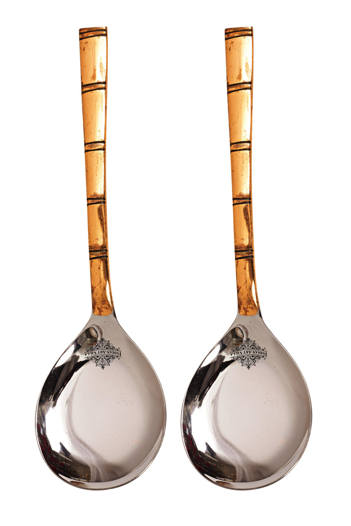 Steel Copper Serving Spoon Set of Spoons IAV-CC-2-199-