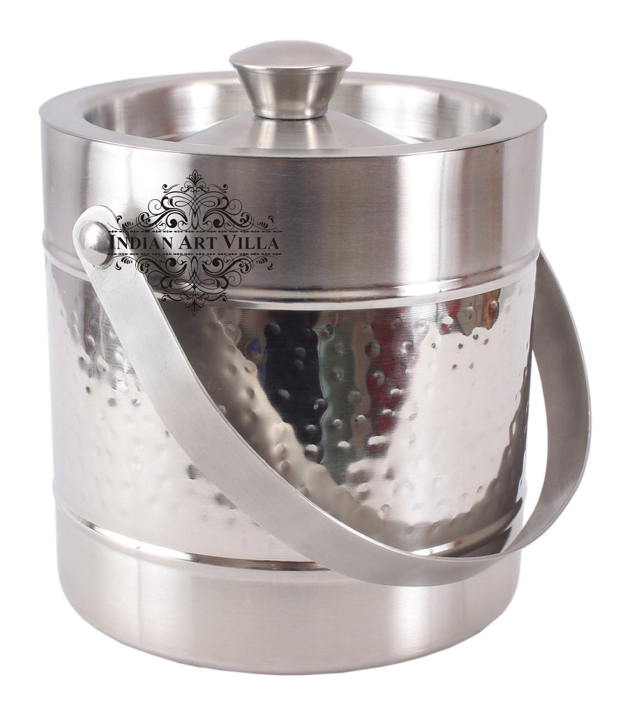 Steel Hammered Ice Bucket|Serving Storing Ice Cubes|Volume 1800 ML Ice Containers SS-5