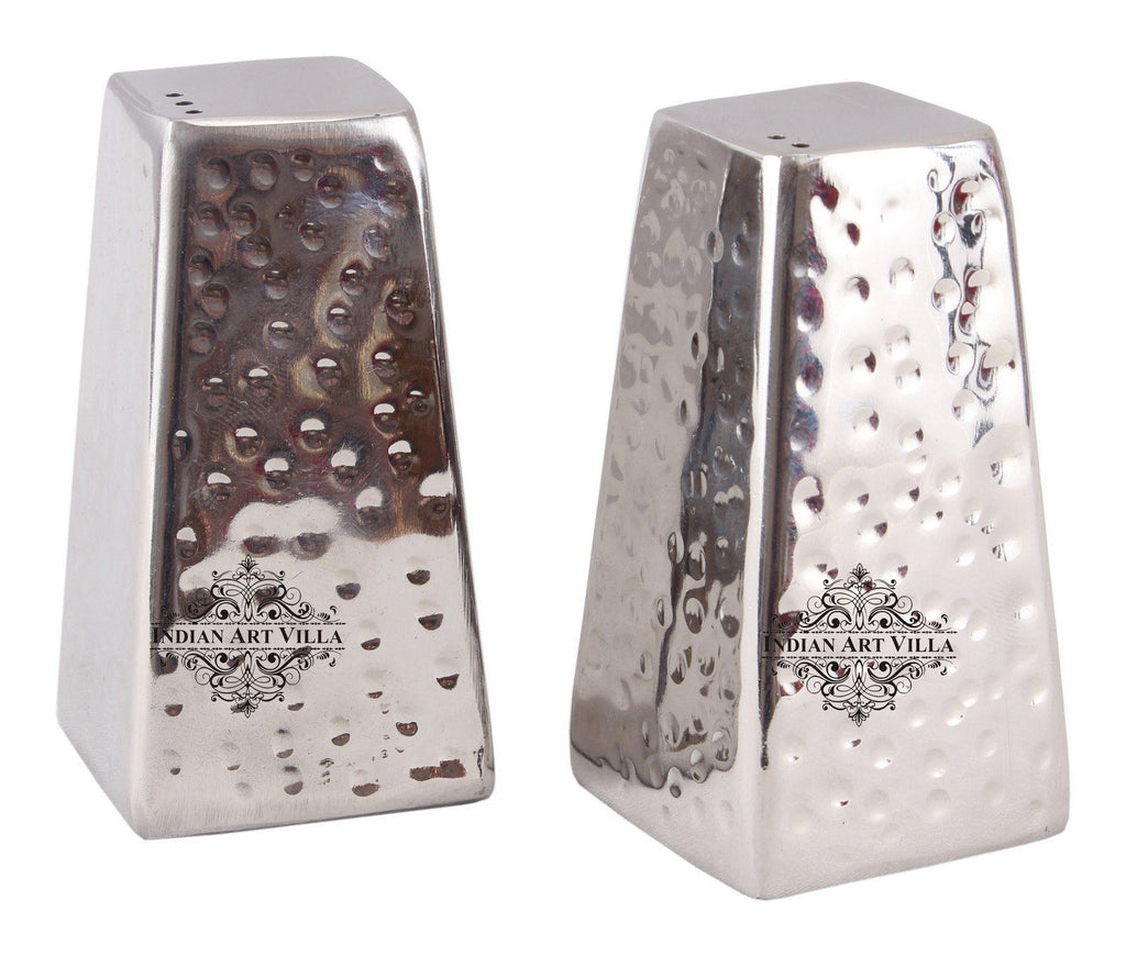 Steel Hammered Pyramid Design Salt & Pepper Shaker Dispenser