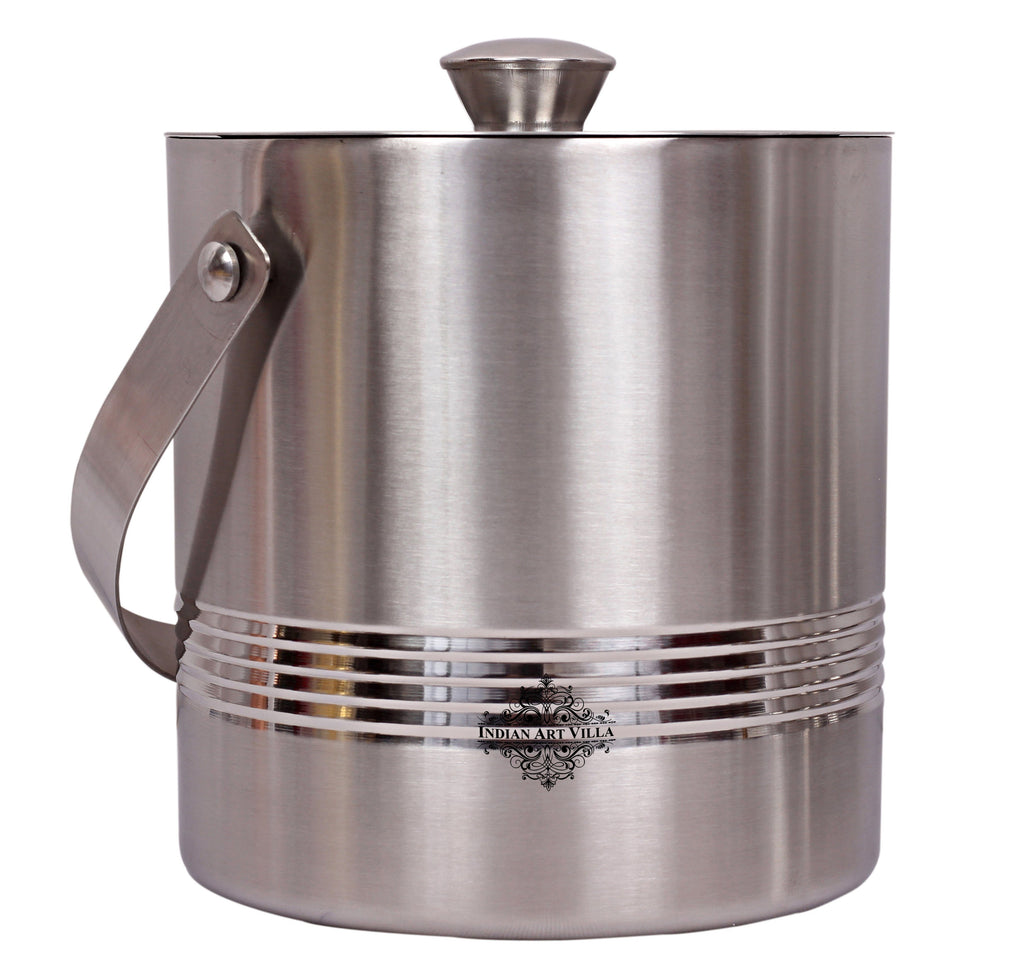 Steel Lining Design Ice Bucket with Lid & Handle, Serveware Tableware, Volume 1700 ML