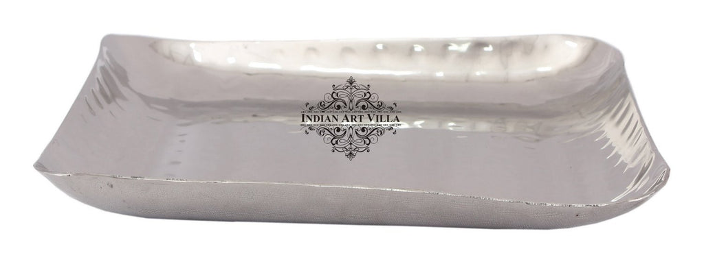Steel Square Hammered Design Platter Tray for Serving Dishes Tray Indian Art Villa 10.5 Inch