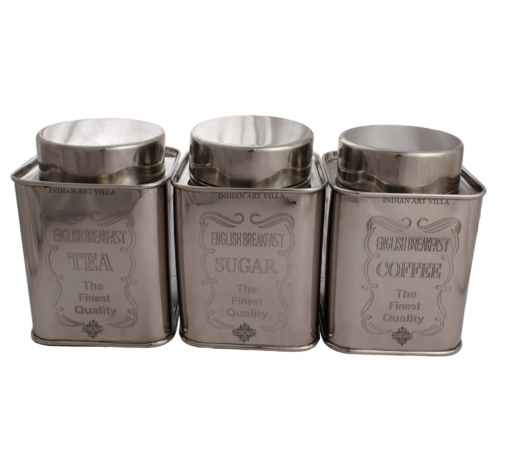 Steel Tea, Coffee & Sugar Container Set, 3 Pieces