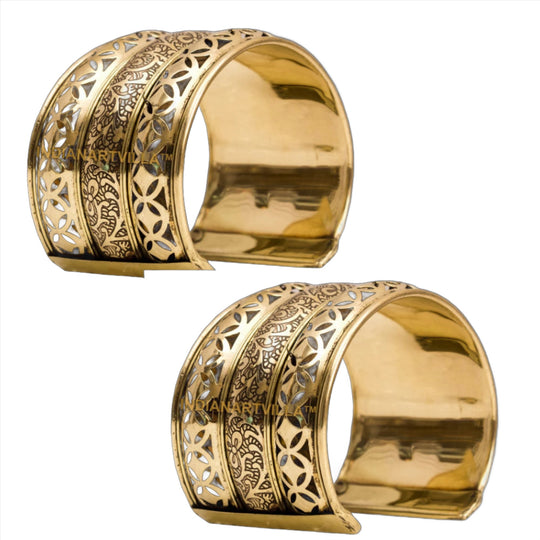 Indian Art Villa Handmade Brass Star Design Openable Kada Braceleted Bangle | Traditonal Collection