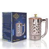IndianArtVilla Handcrafted Pure Copper Diamond Hammered Design Jug Pitcher, Drinkware, Tableware, 1200ml