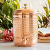 Handmade Pure Copper Hammered Water Dispenser Pot with Brass Knob