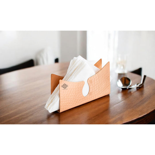 Indian Art Villa, Pure Copper Tissue Paper Holder, Elegant Tabletop Accessory with Hammered Design, Decorative Home & Office Décor.