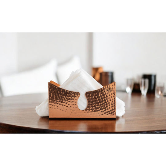 Indian Art Villa, Pure Copper Tissue Paper Holder, Elegant Tabletop Accessory with Hammered Design, Decorative Home & Office Décor.
