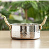 Indian Art Villa Stainless Steel Serving Bowl with Brass Handles, Hammered Design, Ideal Small Serving Bowl for Curry, Dal and Sides – Elegant Tableware for Home & Restaurant Use
