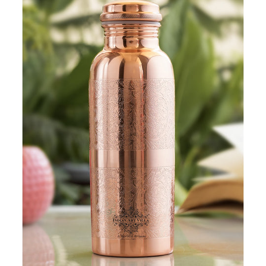 Pure Copper Embossed Water Bottle