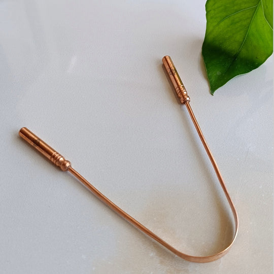 Indian Art Villa Pure Copper Tongue Cleaner Ayurvedic Benefits Brown, Set of 6