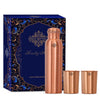Indian Art Villa Pure Copper Drinkware Gift Set of Plain Matt Finish Design 1 Bottle & 2 Glass With Royal Blue Gift Box, Gift item for Festival, Birthday & Parties
