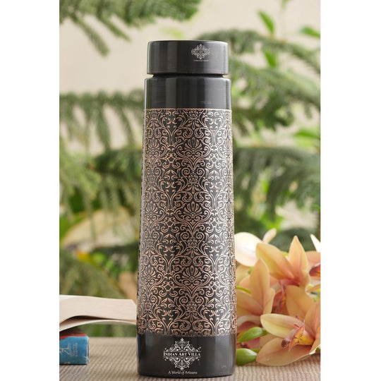 Pyramid Dark Embossed Design Copper Bottle, 28oz/825 ML