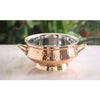IndianArtVilla Pure Steel Copper Designer Mughlai Handi with Brass Handle and Bottom