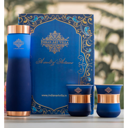 Matt Ombre Copper Bottle & Glass Set – 900 ML